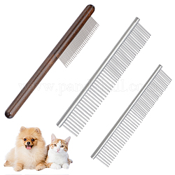 Nbeads 3pcs 3 style chat chien toilettage pour animaux de compagnie peignes à cheveux à dents fines, formes mixtes, couleur inoxydable, 155~195x28.5~33x5.5~13mm, 1pc / style