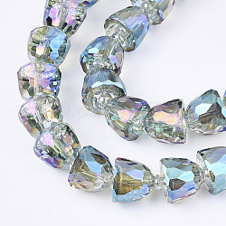 Perles en verre galvanisée, facette, cloche, turquoise pale, 10.5~11x9mm, Trou: 1mm