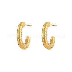 304 Stainless Steel Ring Stud Earrings, Half Hoop Earrings, Real 18K Gold Plated, 21.7x18.2mm