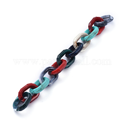 Акриловые кабельные цепи ручной работы, Стиль имитация драгоценных камней, граненые, овальные, красочный, ссылка: 25.5x18x5.5 mm, около 39.37 дюйма (1 м) на прядь