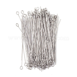 304 Stainless Steel Eye Pins, Stainless Steel Color, 50mm, Pin: 0.6mm, Hole: 2mm