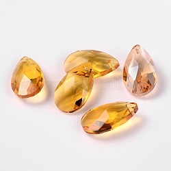 Colgantes facetados de cristal en forma de lágrima, oro, 16x9x6mm, agujero: 1 mm