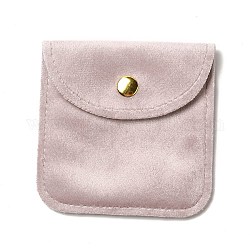 Bolsas de terciopelo para guardar joyas, Bolsas de joyería cuadradas con cierre a presión en tono dorado., para pendiente, anillos de almacenamiento, rosa, 8x8x0.75 cm