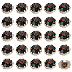 Boutons à tige en résine nbeads, avec des accessoires en plastique abs, 1-trou, plat et circulaire avec rose, noir, 12.5x9mm, Trou: 3x3.5mm, 100 pcs / boîte