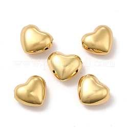 Rack Plating Eco-Friendly Brass Beads, Long-Lasting Plated, Lead Free & Cadmium Free, Heart, Real 18K Gold Plated, 13x15x8mm, Hole: 2mm