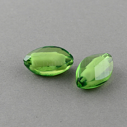 Perles en acrylique transparente, Perle en bourrelet, facette, ovale, feuille, lime green, 18x11x8mm, Trou: 2mm, environ 500 pcs/500 g