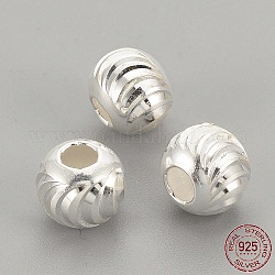 925 шарики стерлингового серебра, фантазии вырезать круглый, серебряные, 3x2.5 мм, отверстие : 1.5 мм