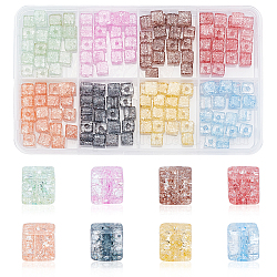 Pandahall elite 160 pz 8 colori perline di vetro crackle, tinti e riscaldato, quadrato, colore misto, 6x6x6mm, Foro: 1.4 mm, 20 pz / colore