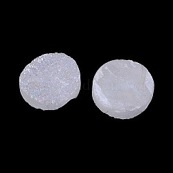 Galvanisieren natürlichen druzy Kristall cabochons, Flachrund, gefärbt, weiß, 8x3~6 mm