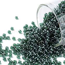 Toho perles de rocaille rondes, Perles de rocaille japonais, (118) émeraude verte lustrée transparente, 11/0, 2.2mm, Trou: 0.8mm, à propos 1110pcs / bouteille, 10 g / bouteille