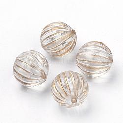 Perles acryliques transparentes, métal doré enlaça, rond ondulé, clair, 12mm, Trou: 1.5mm, environ 490 pcs/500 g