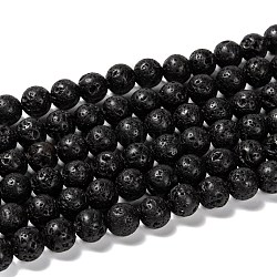 Fili di perle di roccia lavica naturale, tondo, 8mm, Foro: 1 mm, circa 47pcs/filo, 15.7 pollice