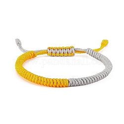 Bracciale intrecciato con fili di nylon, Bracciale regolabile con cordino dell'amicizia per donna, giallo, diametro interno: 2-1/8~3-1/8 pollice (5.5~8 cm)