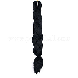 Extensions de cheveux tresses synthétiques jumbo ombre, crochet twist tresses cheveux pour tressage, fibre haute température résistante à la chaleur, perruques pour femmes, noir, 24 pouce (60.9 cm)