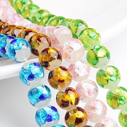 Perles rondes de feuille d'argent en verre manuelles, couleur mixte, 10mm, Trou: 2mm