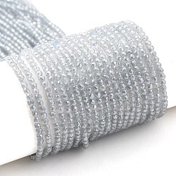 Trasparenti perle di vetro placca fili, lustro di perla placcato, tondo sfaccettato, azzurro acciaio chiaro, 2mm, Foro: 0.7 mm, circa 184~187pcs/filo, 14.45'' (36.7 cm)