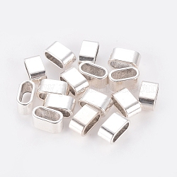 Tibetan Style Slider Charms for Leather Bracelet Making, Cadmium Free & Lead Free, Rectangle, Antique Silver Color, 13x7x7mm, Hole: 5mm