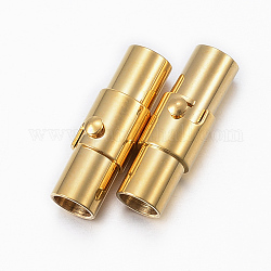 Liscio 304 fermagli magnetici per tubo di bloccaggio in acciaio inossidabile, colonna, oro, 17.5x6mm, Foro: 4 mm