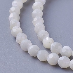 Perlas de concha hebras, facetados, redondo, 3.8~4.5mm, agujero: 0.8 mm, aproximamente 94 pcs / cadena, 15.86 pulgada (40.3 cm)