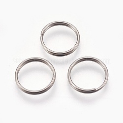 Aros partidos de aleación de titanio, anillos de salto de doble bucle, Platino, 14x2mm, diámetro interior: 13 mm