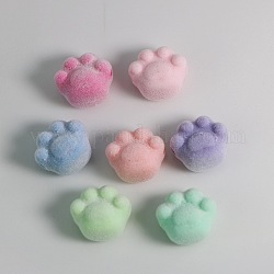 Flocking Beads, Cat Paw Print, Mixed Color, 18x17mm, 20Pcs/bag