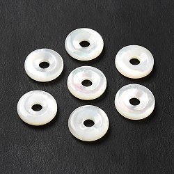 Cuentas de concha natural de blanco, donut / pi disc, blanco, 12x3mm, agujero: 3 mm