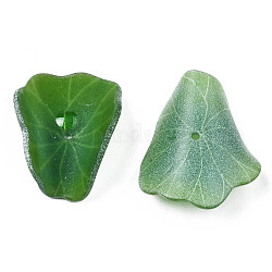 Colgantes de plástico, hoja de loto, verde, 23x17~18x8mm, agujero: 0.8 mm