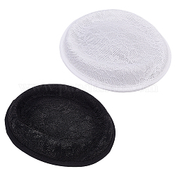 FINGERINSPIRE 2 Pcs Stewardess Pillbox Hat Black & White Oval Pillbox Hat Base with Flower Lace Fascinator Hat Base 6.5x5.7x0.7inch Polyester Millinery Women Hat Material Supply for DIY Party Hat