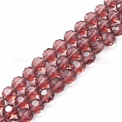 Chapelets de perles en verre transparent, facette, rondelle, rouge foncé, 8x7.5x5.5mm, Trou: 1.2mm, Environ 72 pcs/chapelet, 20.67'' (52.5 cm)