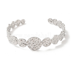 304 bracelet manchette ouvert rond en acier inoxydable, bijoux pour femmes, couleur inoxydable, diamètre intérieur: 2-1/4 pouce (5.85 cm)