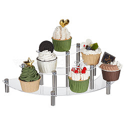 3-stöckige, halbrunde Dessert-Präsentationsständer aus Acryl, Mini-Cupcake-Organizer-Halter, Partei liefert, Transparent, fertiges Produkt: 40x20x12.2cm