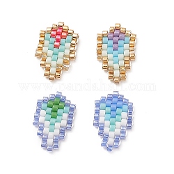 4 pièces 4 couleurs motif de métier à tisser à la main ensemble de perles de rocaille miyuki, plume, couleur mixte, 15x9.5x2mm, 1 pc / couleur