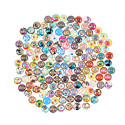 PH PandaHall 140pcs 70 Style Self-Adhesive Mosaic Printed Glass Cabochons, 12mm Glass Half Round Gems Cabochons for 12mm Photo Dome Pendant Trays Blanks