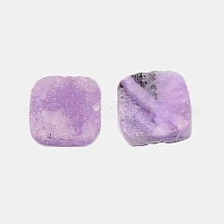 Electroplate Natural Druzy Crystal Cabochons, Square, Dyed, Thistle, 14x14x4~8mm