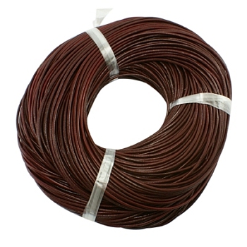 Cable de abalorios de cuero, piel de vacuno, materiales el collar diy, chocolate, 3mm, alrededor de 1.09 yarda (1 m) / hebra