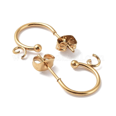 Фурнитура для сережек-гвоздиков из нержавеющей стали 304 STAS-Z028-B02-G-02-1