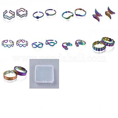 Wholesale 9Pcs 9 Style 304 Stainless Steel Hand & Infinite & Heart