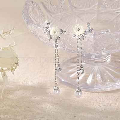 Серьги-гвоздики с кисточками из металла и микропаве из кубических цирконий FS-WG55496-02-1