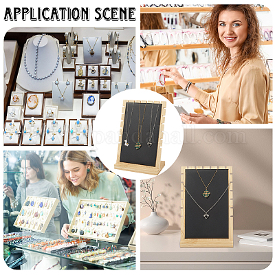 Бамбуковые стенды-органайзеры для ожерелья с наклонной спинкой NDIS-WH20007-01B-02-1