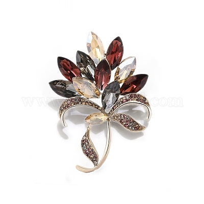 Броши со стразами из цветочного сплава для рюкзака PW-WG60DF6-02-1