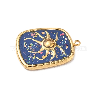 Подвески из нержавеющей стали 304 из эпоксидной смолы с натуральными ракушками и пайетками внутри STAS-L026-17G-O04-1