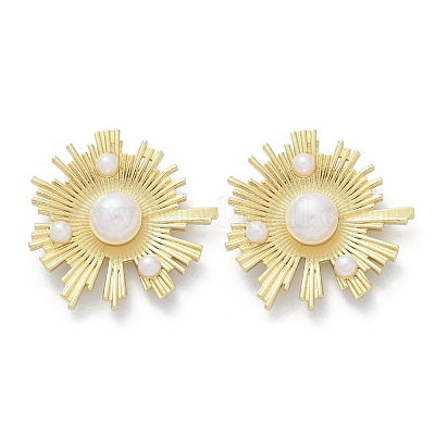 Серьги-гвоздики из латуни из АБС-пластика с искусственным жемчугом EJEW-M082-06G-1