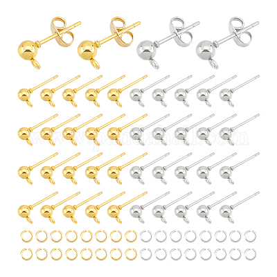 120 шт. 2-х цветный железный шариковый штифт для серьги KK-UN0001-70-1