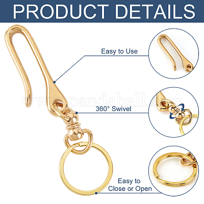 Solid Brass Keyrings Key Holder With Snap Hook Men's Belt Clip Keychains