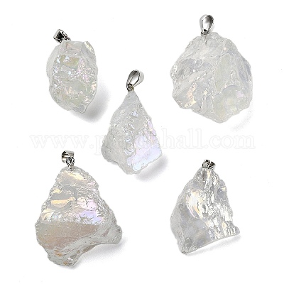 Подвески из гальванизированного необработанного натурального кварца G-Q481-20P-07-1