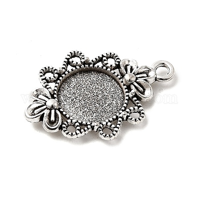 Тибетский стиль сплава цинка Подвеска Цветок кабошоны ободок сеттинги&nbsp;TIBEP-R334-247AS-RS-1