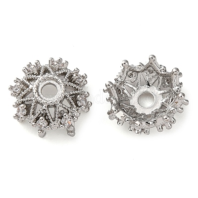 Колпачки для бусин из прозрачного кубического циркония из латуни KK-K378-44P-1