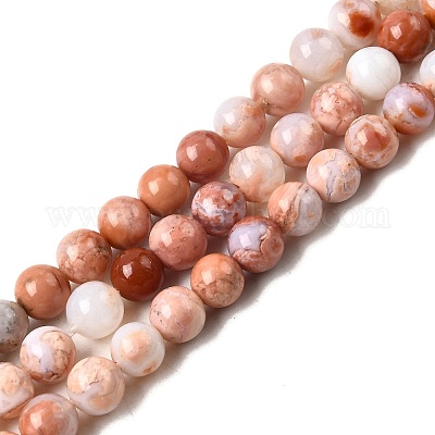 Натуральный розовый агат бисер нитей G-K350-C02-6mm-1