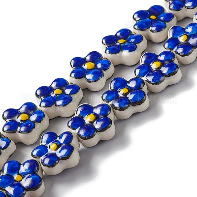 Ручной работы фарфора цветок бисер пряди PORC-F003-01G-1