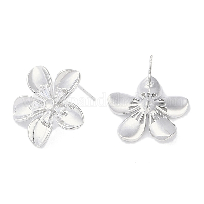 Фурнитура для серег-гвоздиков из латуни с паве из прозрачного кубического циркония KK-F875-05P-1